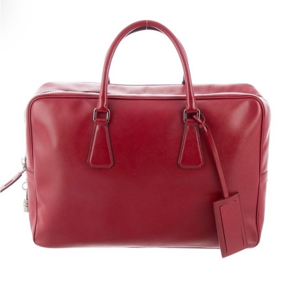 Prada Red Saffiano Travel Briefcase - Picture 1 of 5